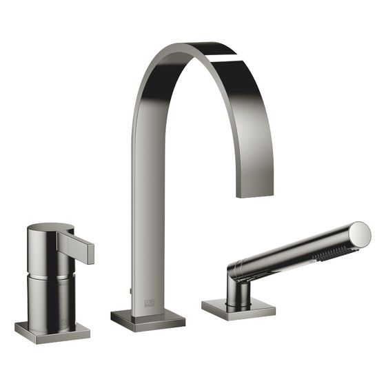 Dornbracht Wannen-Dreiloch-Einhandbatterie Mem, für Wannenrandmontage, 220mm, max. 20,4l/min, Dark Chrome