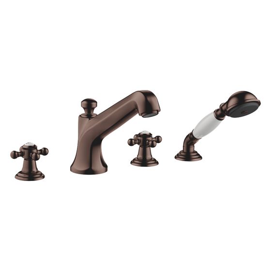 Dornbracht Wannen-Vierlochbatterie Madison für Wannen/Fliesenrandmontage mit Handbrausegarnitur, 225mm, Dark Bronze geb. PVD