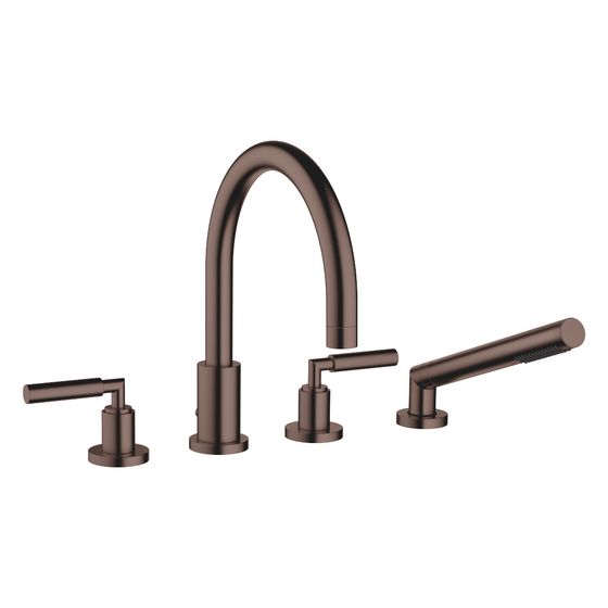 Dornbracht Wannen-Vierlochbatterie Tara für Wannenrandmontage, Ausladung 220mm, 23,5l/min, Dark Bronze gebürstet, 27512882-43
