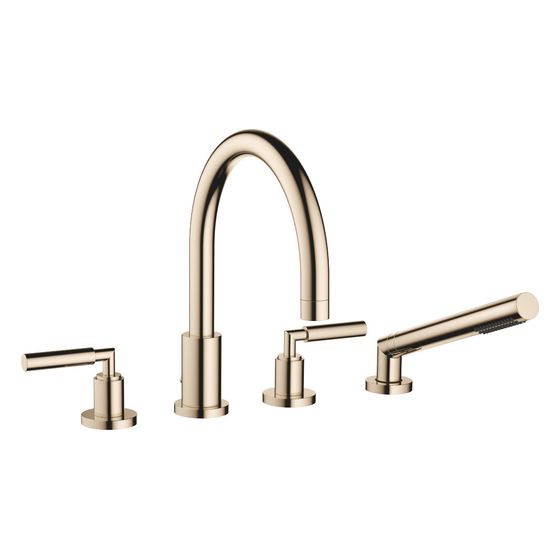 Dornbracht Wannen-Vierlochbatterie Tara für Wannenrandmontage, Ausladung 220mm, 23,5l/min, Champagne 22kt Gold, 27512882-47