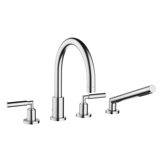 Dornbracht Wannen-Vierlochbatterie Tara für Wannenrandmontage, Ausladung 220mm, 23,5l/min, Chrom gebürstet, 27512882-93