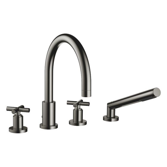 Dornbracht Wannen-Vierlochbatterie Tara für Wannenrandmontage, Ausladung 220mm, 23,5l/min, Dark Chrome, 27512892-19