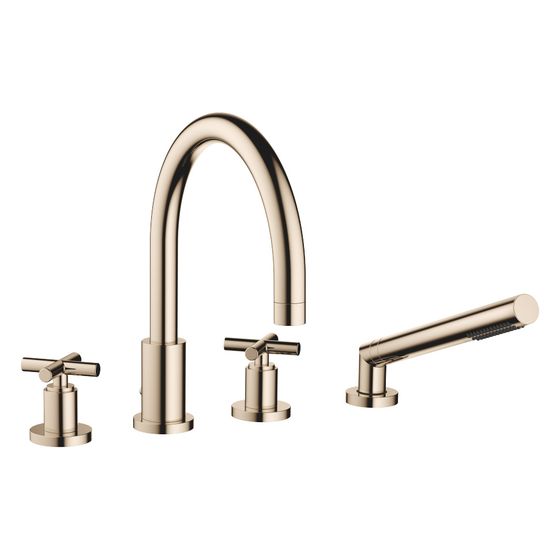 Dornbracht Wannen-Vierlochbatterie Tara für Wannenrandmontage, Ausladung 220mm, 23,5l/min, Champagne 22kt Gold, 27512892-47