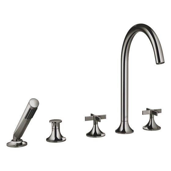 Dornbracht Wannen-Fünflochbatterie Vaia für Wannenr. mit Umstellung, 220mm, 21,5l/min, Dark Chrome, 27522809-19