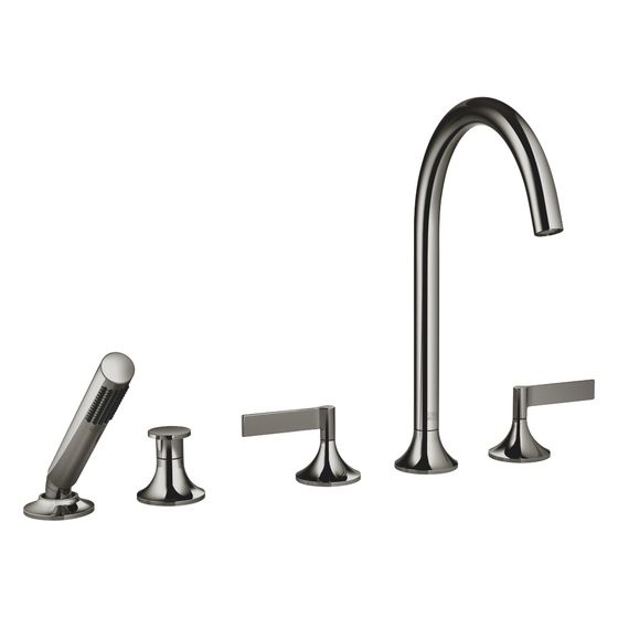 Dornbracht Wannen-Fünflochbatterie Vaia für Wannenr. mit Umstellung, 220mm, 21,5l/min, Dark Chrome, 27522819-19