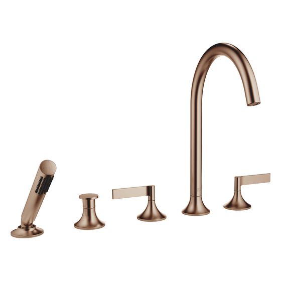 Dornbracht Wannen-Fünflochbatterie Vaia für Wannenr. mit Umstellung, 220mm, 21,5l/min, Bronze gebürstet, 27522819-42