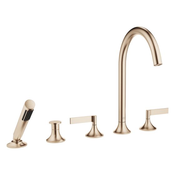 Dornbracht Wannen-Fünflochbatterie Vaia für Wannenr. mit Umstellung, 220mm, 21,5l/min, Champagne geb 22kt Gold, 27522819-46