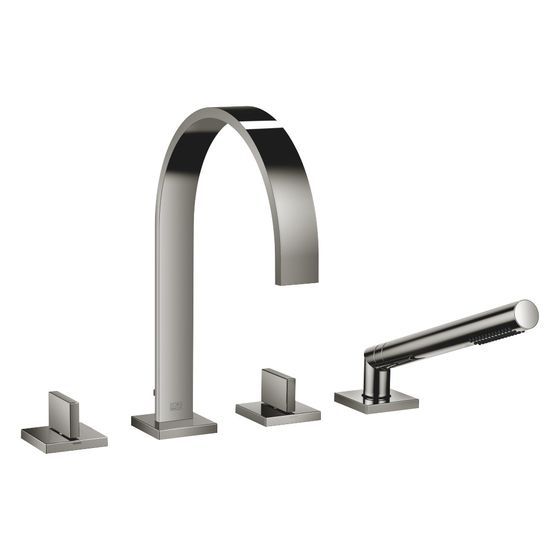 Dornbracht Wannen-Vierlochbatterie Mem, für Wannenrandmontage, 220mm, max. 27,3l/min, Dark Chrome