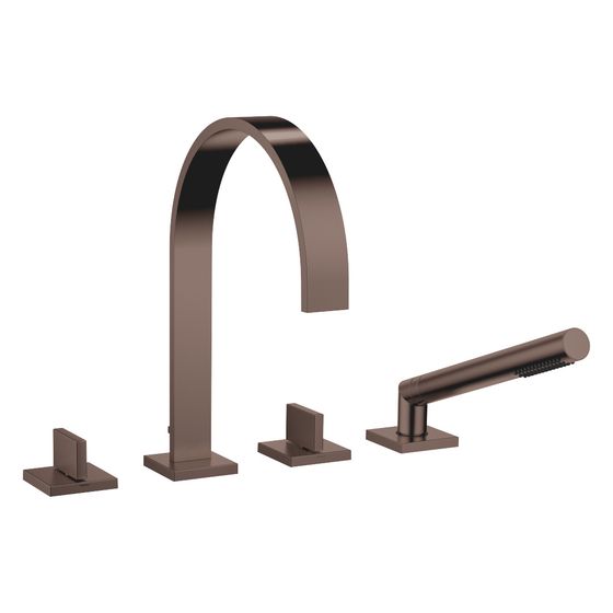 Dornbracht Wannen-Vierlochbatterie Mem, für Wannenrandmontage, 220mm, max. 27,3l/min, Dark Bronze gebürstet PVD