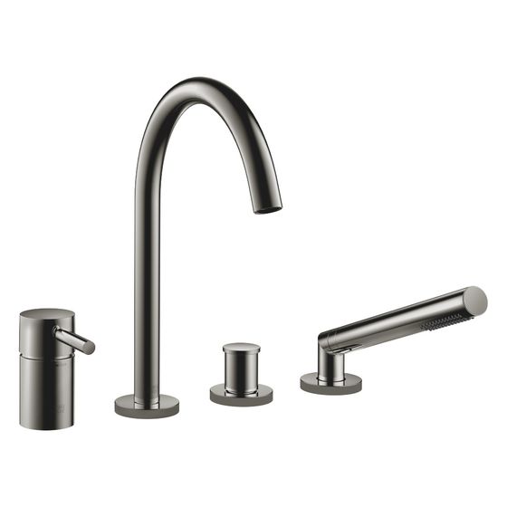 Dornbracht Wannen-Vierlochbatterie Meta für Wannenrandmontage, Ausladung 221mm, 23,5l/min, Dark Chrome