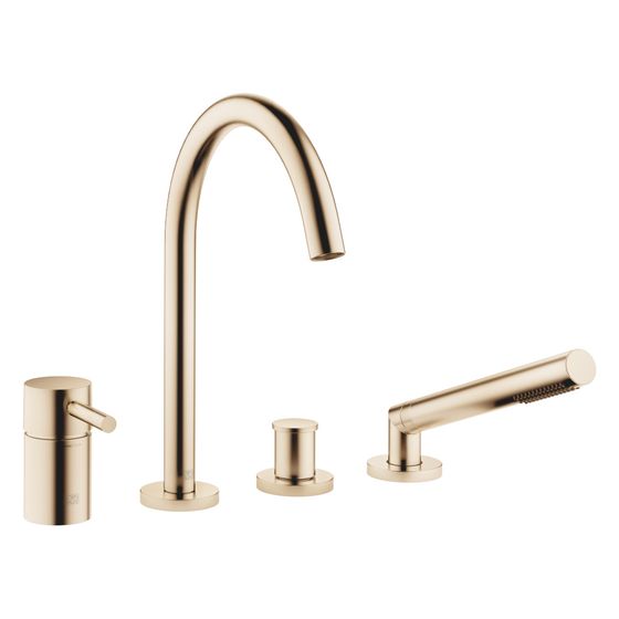 Dornbracht Wannen-Vierlochbatterie Meta für Wannenrandmontage, Ausladung 221mm, 23,5l/min, Light Gold gebürstet