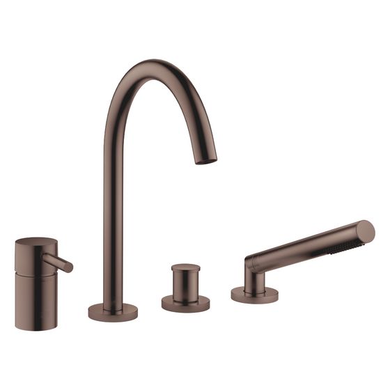 Dornbracht Wannen-Vierlochbatterie Meta für Wannenrandmontage, Ausladung 221mm, 23,5l/min, Dark Bronze gebürstet