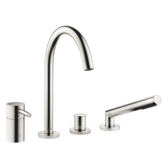 Dornbracht Wannen-Vierlochbatterie Meta für Wannenrandmontage, Ausladung 221mm, 23,5l/min, Chrom gebürstet