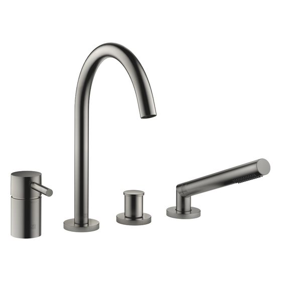 Dornbracht Wannen-Vierlochbatterie Meta für Wannenrandmontage, Ausladung 221mm, 23,5l/min, Dark Platinum gebürstet