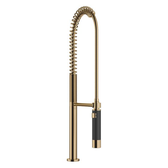 Dornbracht Profibrausegarnitur Armaturenhöhe 665mm Bohrung 30mm Einzelrosette 55mm, Dark Brass gebürstet PVD