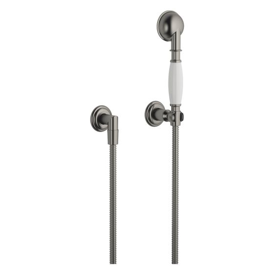 Dornbracht Schlauchbrausegarnitur Madison mit Einzelrosetten FlowReduce, Dark Platinum gebürstet