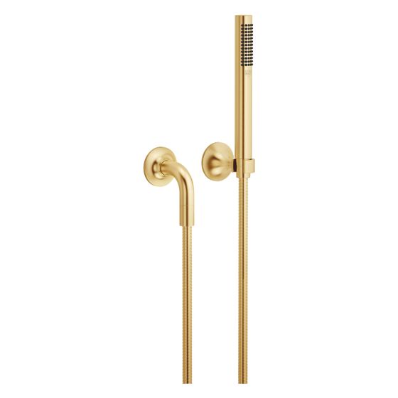 Dornbracht Schlauchbrausegarnitur Vaia, Einzelrosetten FlowReduce, 1250mm, 6,8l/min, Messing gebürstet 23kt Gold