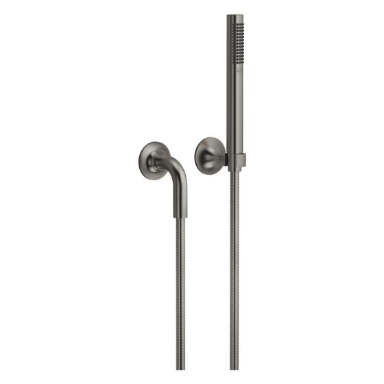Dornbracht Schlauchbrausegarnitur Vaia, Einzelrosetten FlowReduce, 1250mm, 6,8l/min, Dark Platinum gebürstet