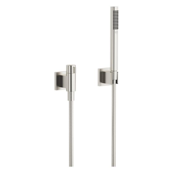 Dornbracht Schlauchbrausegarnitur, Mengenregulierung, Symetrics FlowReduce Metallschlauch 125cm 6,8l/min, Platin gebürstet