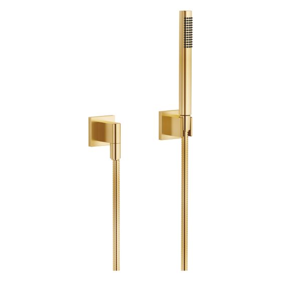Dornbracht Schlauchbrausegarnitur mit Einzelrosetten Symetrics 15l/min, Messing gebürstet 23kt Gold