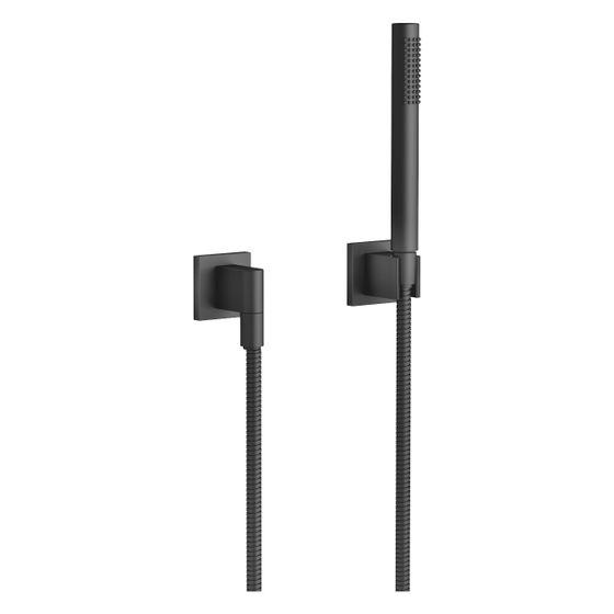 Dornbracht Schlauchbrausegarnitur mit Einzelrosetten Symetrics FlowReduce 6,8l/min, Schwarz matt