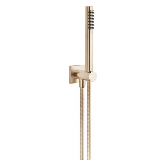 Dornbracht Schlauchbrausegarnitur mit integriertem Brausehalter Symetrics FlowReduce 60x60mm 6,8l/min, Light Gold gebürstet PVD