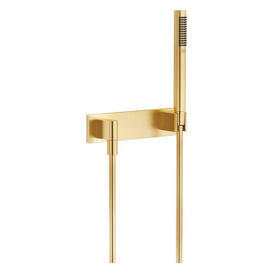Dornbracht Schlauchbrausegarnitur mit Abdeckplatte Symetrics 240x60mm Metallschlauch 125cm 15l/min, Gold gebürstet PVD