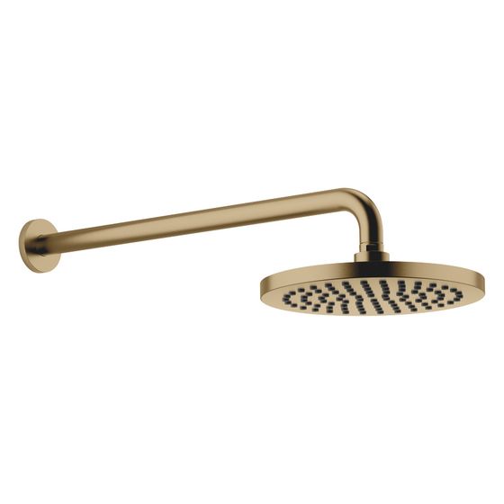 Dornbracht Regenbrause mit Wandanbindung, 450mm Metall D 220mm Pure Rain 9l/min, Dark Brass gebürstet PVD