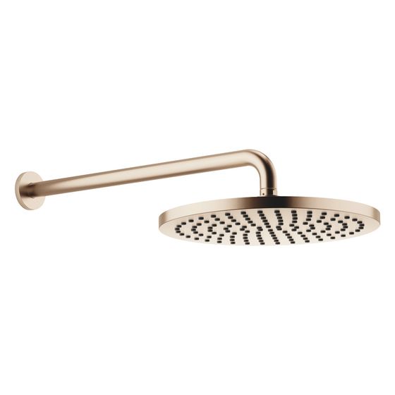 Dornbracht Regenbrause mit Wandanbindung, 450mm Kunststoff D 300mm Pure Rain 14l/min, Light Gold gebürstet PVD