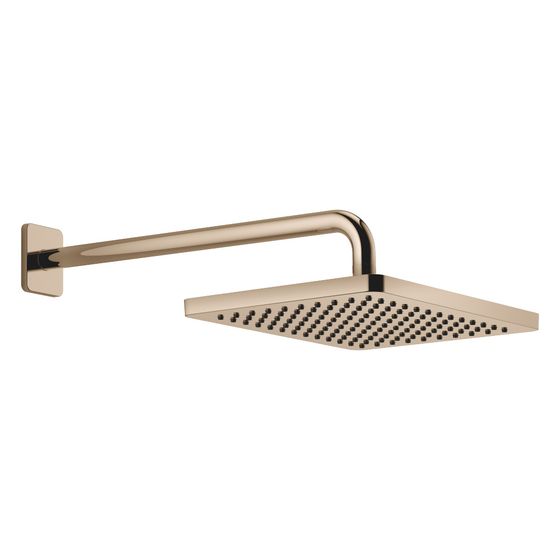 Dornbracht Regenbrause mit Wandanbindung FlowReduce Ausladung 450mm 300x240mm Pure Rain 6,8l/min, Light Gold PVD, 28767710-26