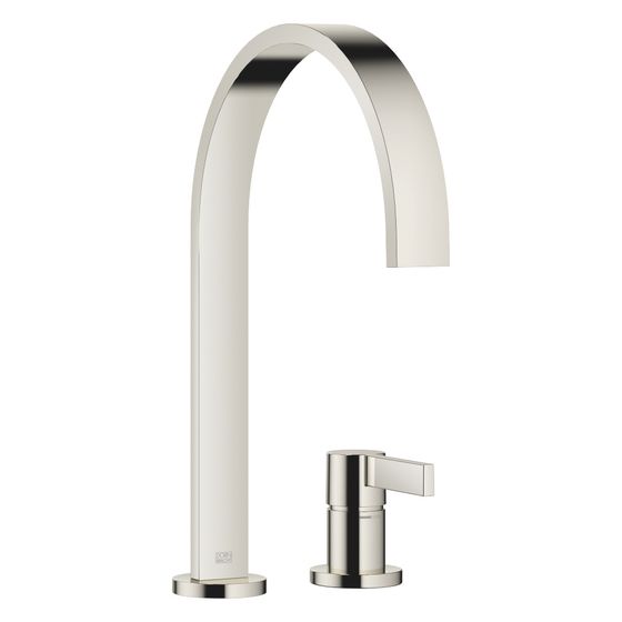 Dornbracht Zweilochbatterie Mem, mit Einzelrosetten, schwenkbar, Ausladung 241mm, max. 6,3l/min, Platin