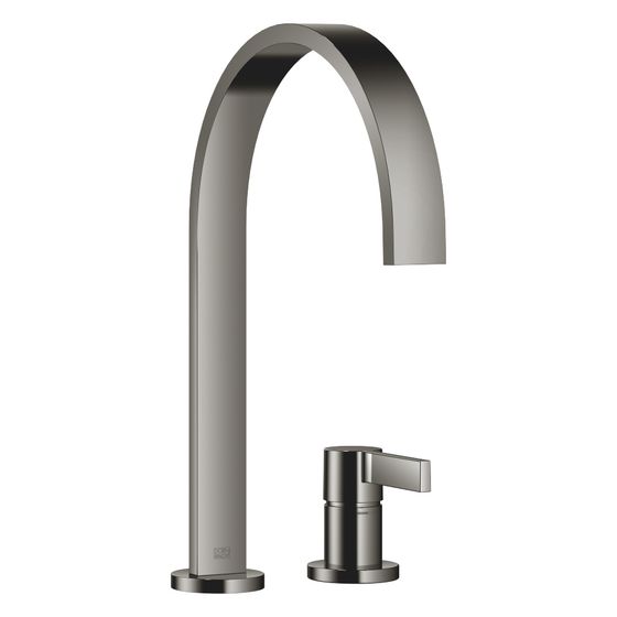 Dornbracht Zweilochbatterie Mem, mit Einzelrosetten, schwenkbar, Ausladung 241mm, max. 6,3l/min, Dark Chrome