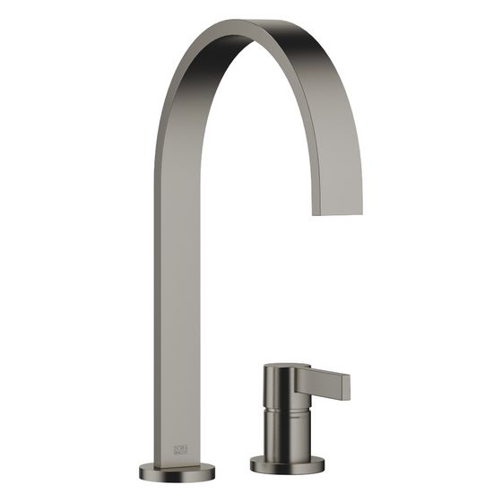 Dornbracht Zweilochbatterie Mem, mit Einzelrosetten, schwenkbar, Ausladung 241mm, max. 6,3l/min, Dark Platinum gebürstet