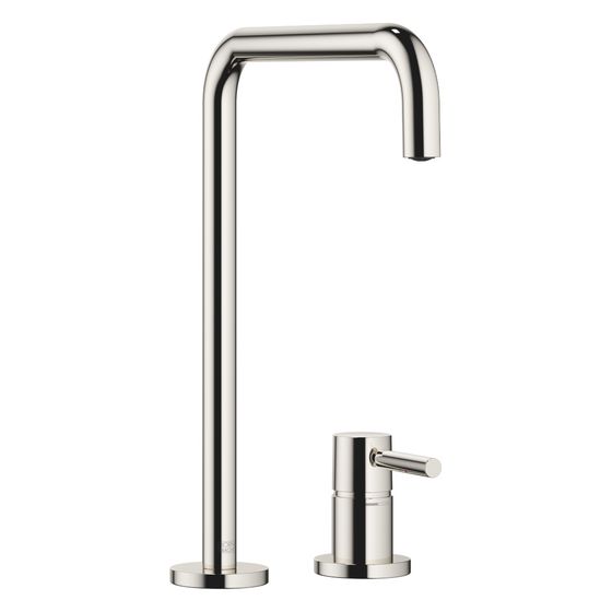 Dornbracht Zweilochbatterie Meta Square mit Einzelrosetten, Ausladung 235mm, schwenkbar, max. 8l/min, Platin