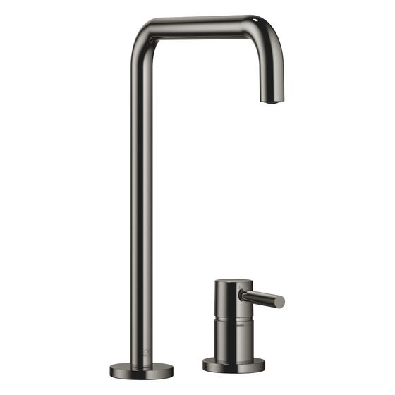 Dornbracht Zweilochbatterie Meta Square mit Einzelrosetten, Ausladung 235mm, schwenkbar, max. 8l/min, Dark Chrome