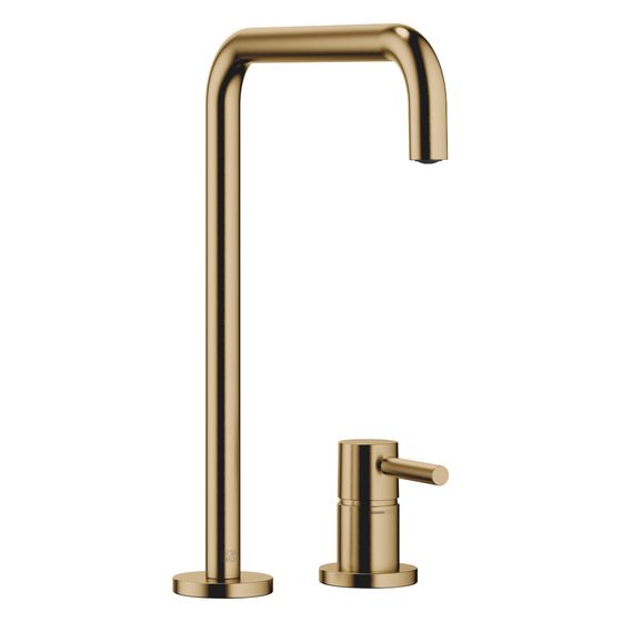 Dornbracht Zweilochbatterie Meta Square mit Einzelrosetten, Ausladung 235mm, schwenkbar, max. 8l/min, Dark Brass gebürstet