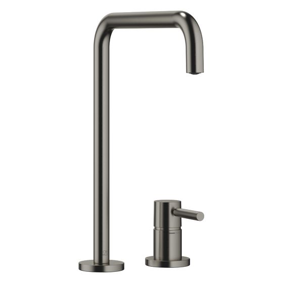 Dornbracht Zweilochbatterie Meta Square mit Einzelrosetten, Ausladung 235mm, schwenkbar, max. 8l/min, Dark Platinum gebürstet