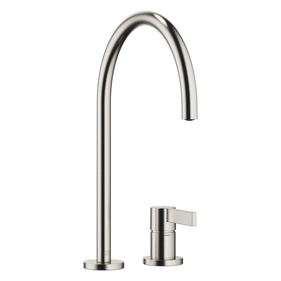 Dornbracht Zweilochbatterie Tara Ultra mit Einzelrosetten, schwenkbar, Ausladung 241mm, max. 8l/min, Platin gebürstet