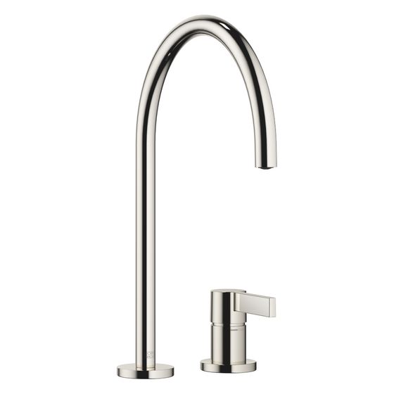 Dornbracht Zweilochbatterie Tara Ultra mit Einzelrosetten, schwenkbar, Ausladung 241mm, max. 8l/min, Platin