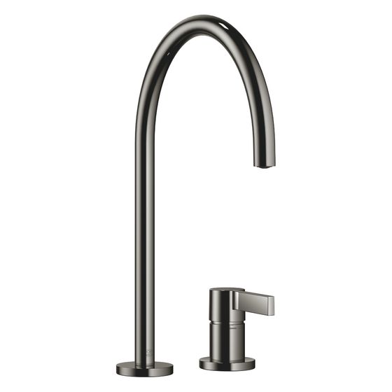 Dornbracht Zweilochbatterie Tara Ultra mit Einzelrosetten, schwenkbar, Ausladung 241mm, max. 8l/min, Dark Chrome