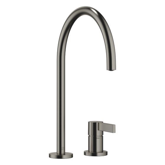 Dornbracht Zweilochbatterie Tara Ultra mit Einzelrosetten, schwenkbar, Ausladung 241mm, max. 8l/min, Dark Platinum gebürstet