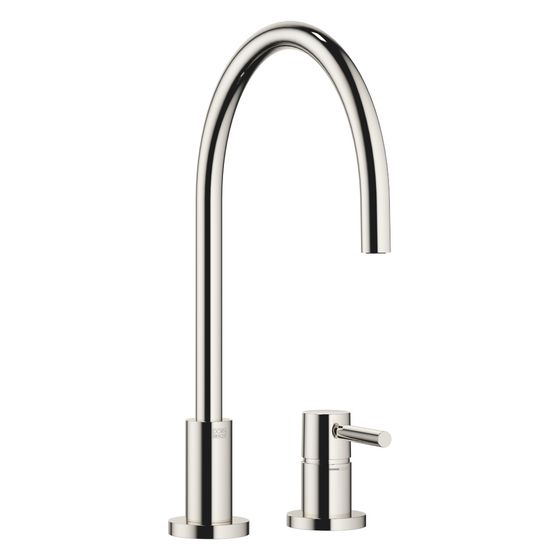 Dornbracht Zweilochbatterie Tara mit Einzelrosetten, schwenkbar, Ausladung 236mm, max. 8,3l/min, Platin