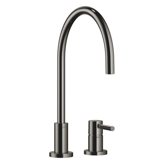 Dornbracht Zweilochbatterie Tara mit Einzelrosetten, schwenkbar, Ausladung 236mm, max. 8,3l/min, Dark Chrome