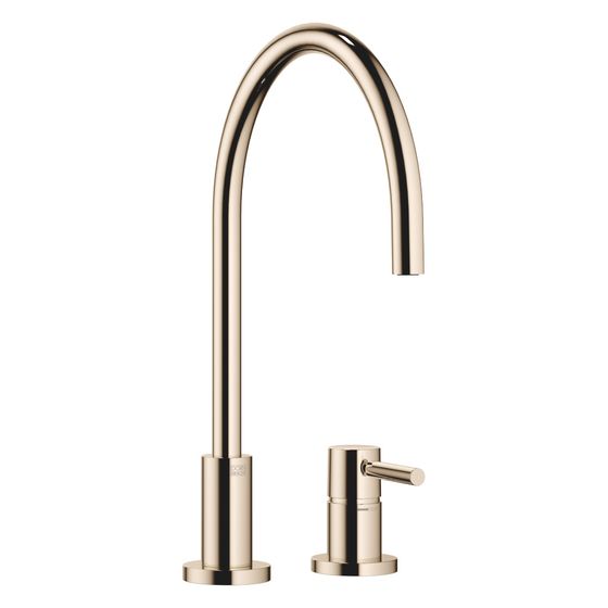 Dornbracht Zweilochbatterie Tara mit Einzelrosetten, schwenkbar, Ausladung 236mm, max. 8,3l/min, Champagne 22kt Gold