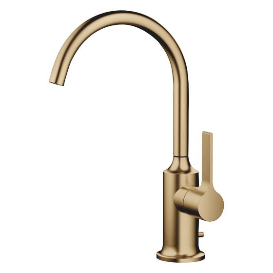 Dornbracht Waschtisch-Einhandbatterie Vaia mit Ablaufgarnitur, schwenkbar, Ausladung 167mm, 5,7l/min, Dark Brass gebürstet