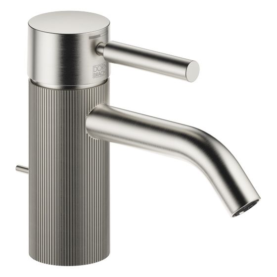 Dornbracht Waschtisch-Einhandbatterie Meta mit Ablaufgarnitur, 125mm, lineare Struktur, starr, 5,7l/min, Platin gebürstet