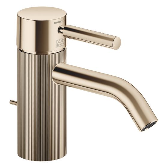 Dornbracht Waschtisch-Einhandbatterie Meta mit Ablaufgarnitur, Ausladung 125mm, lineare Struktur, starr, 5,7l/min, Light Gold