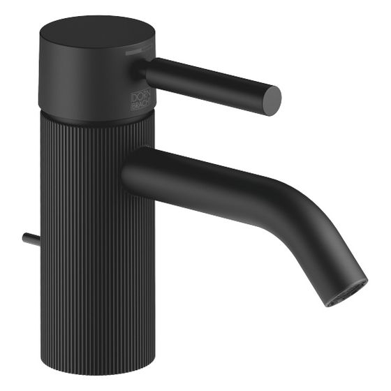Dornbracht Waschtisch-Einhandbatterie Meta mit Ablaufgarnitur, Ausladung 125mm, lineare Struktur, starr, 5,7l/min, Schwarz matt