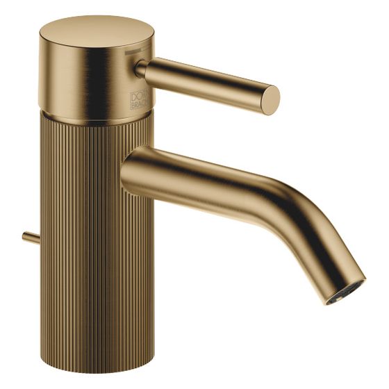 Dornbracht Waschtisch-Einhandbatterie Meta mit Ablaufgarnitur, 125mm, lineare Struktur, starr, 5,7l/min, Dark Brass gebürstet