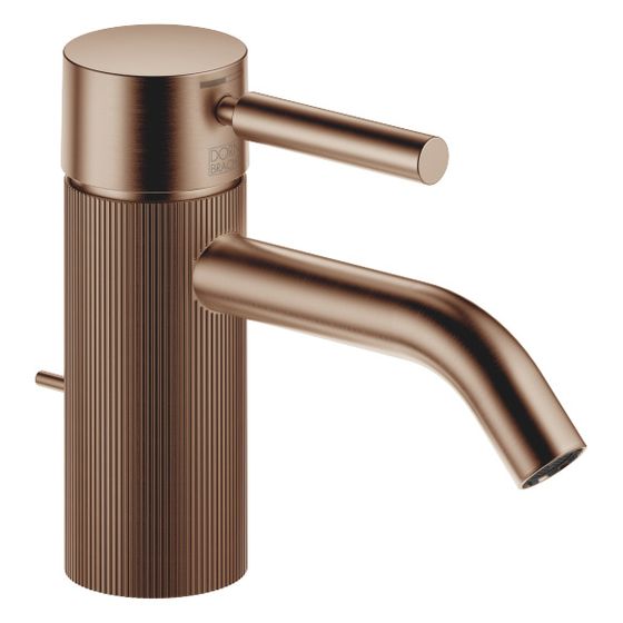 Dornbracht Waschtisch-Einhandbatterie Meta mit Ablaufgarnitur, 125mm, lineare Struktur, starr, 5,7l/min, Bronze gebürstet
